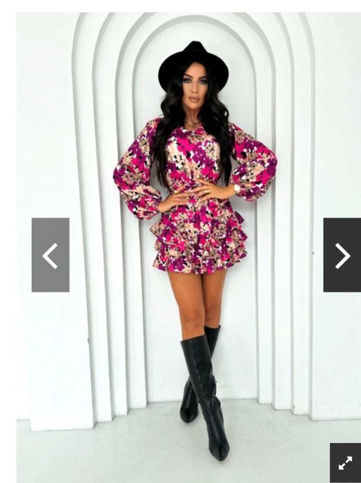 Nowa Sukienka kwiaty, z marszczeniem wizytowa