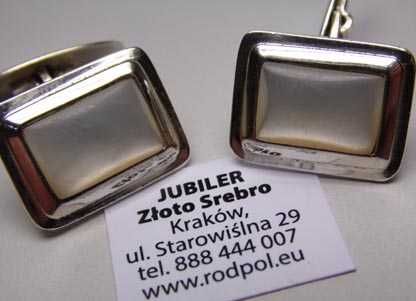 Srebrne spinki masa perłowa VINTAGE