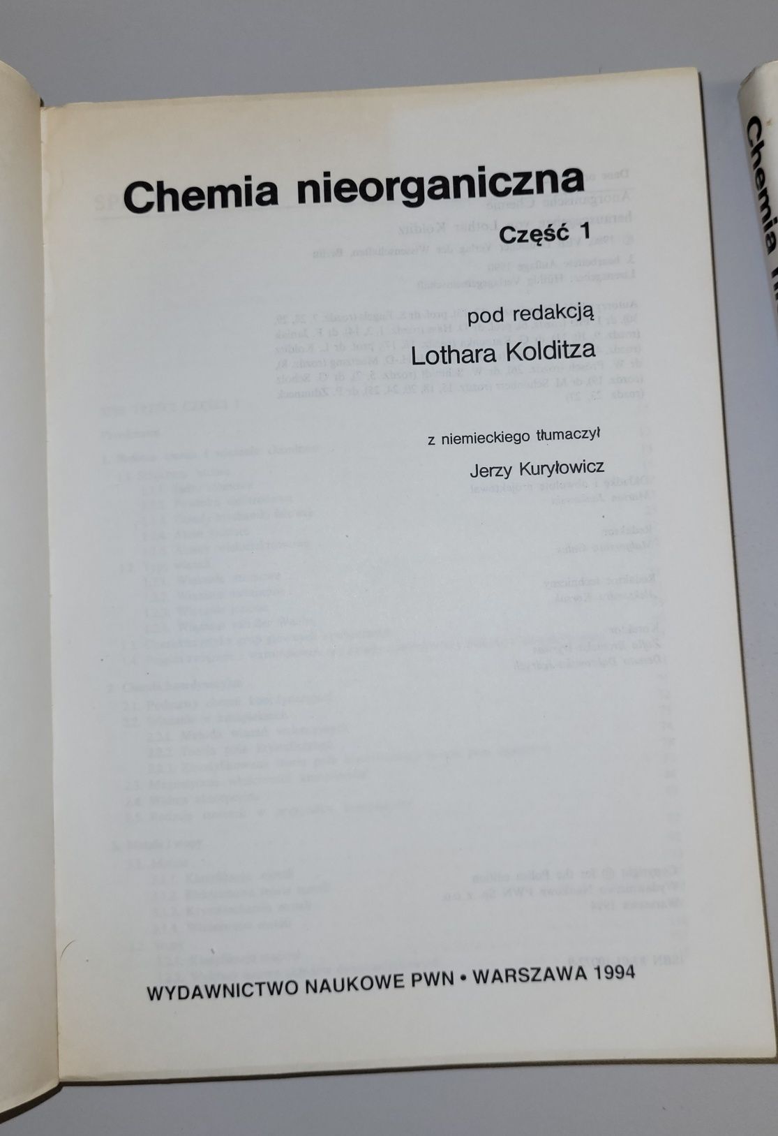Chemia nieorganiczna, Tom I i II - Kolditz