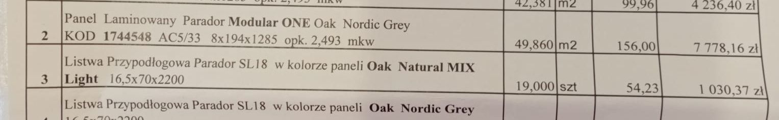 Panele laminowane + listwy Parador Modular one oak Nordic Grey 1 paczk
