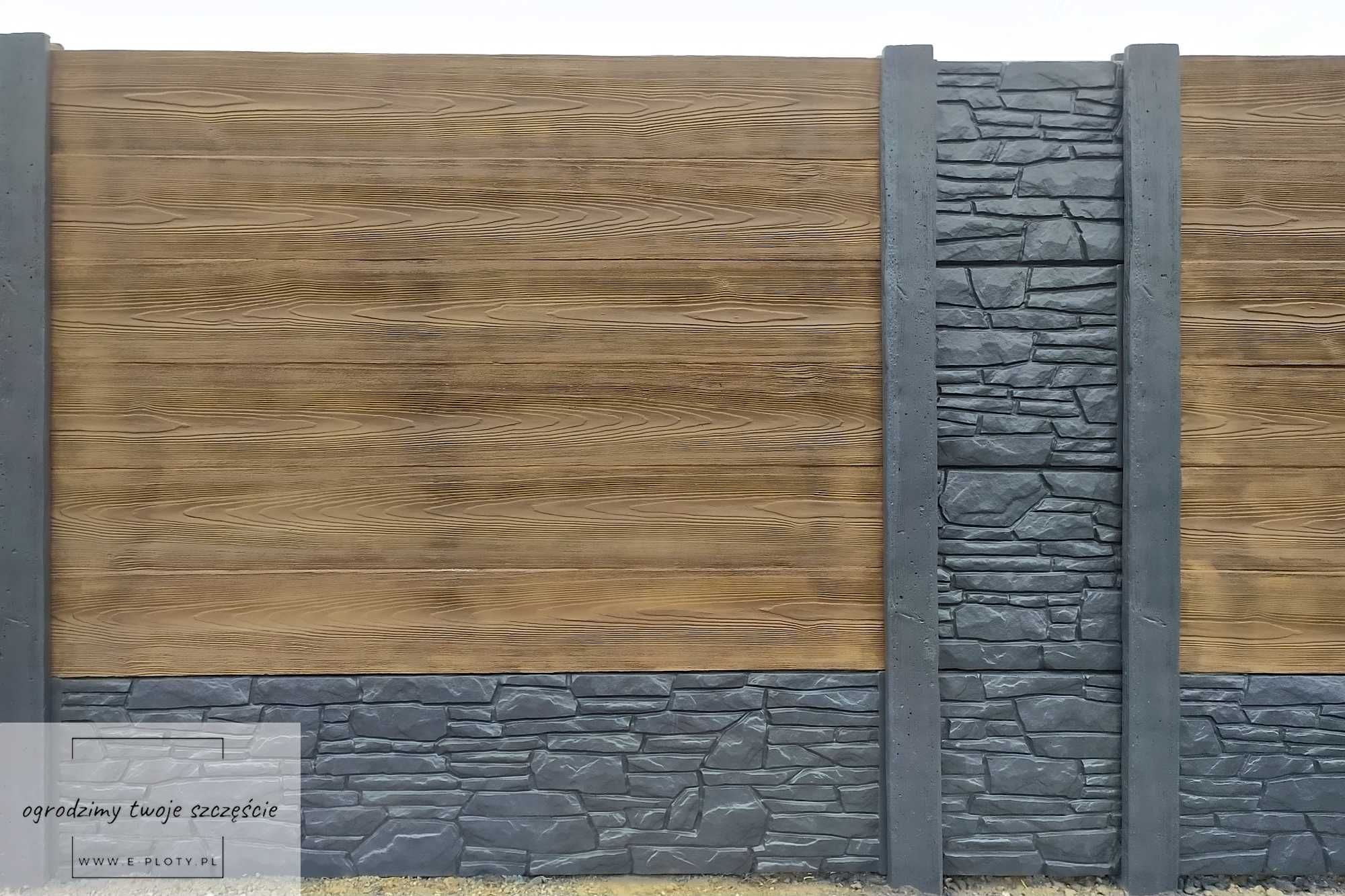 Ogrodzenie z betonu kompozytowego, wzór skałka, 2-stronna, wys. 200 cm