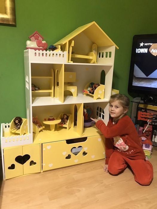 Домик шкаф для кукол Кукольный домик с ящиком Дом для кукол