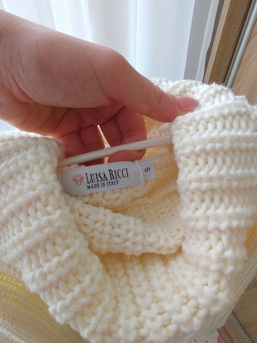 Sweter sweterek z golfem dłuższy sukienka sweterkowa S ecru