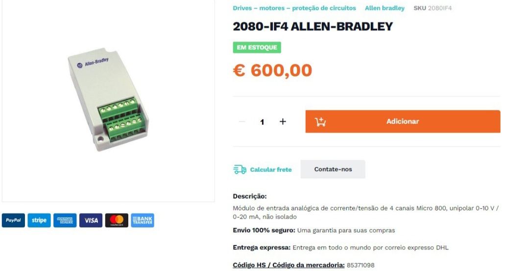 Autómato Allen Bradley Micro 820 + cartas