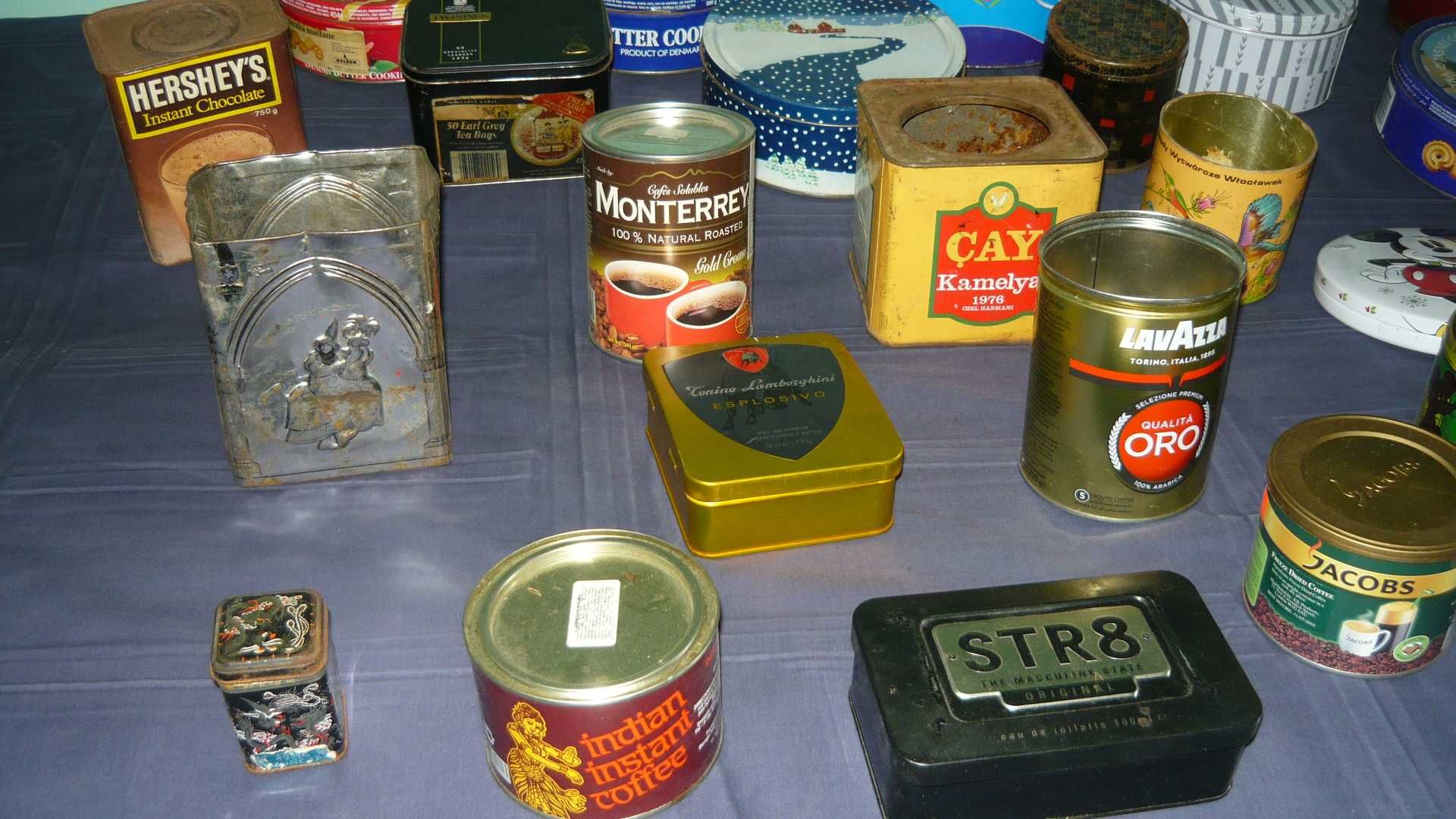 Pudełka metalowe zestaw po słodyczach herbacie stare pudełko