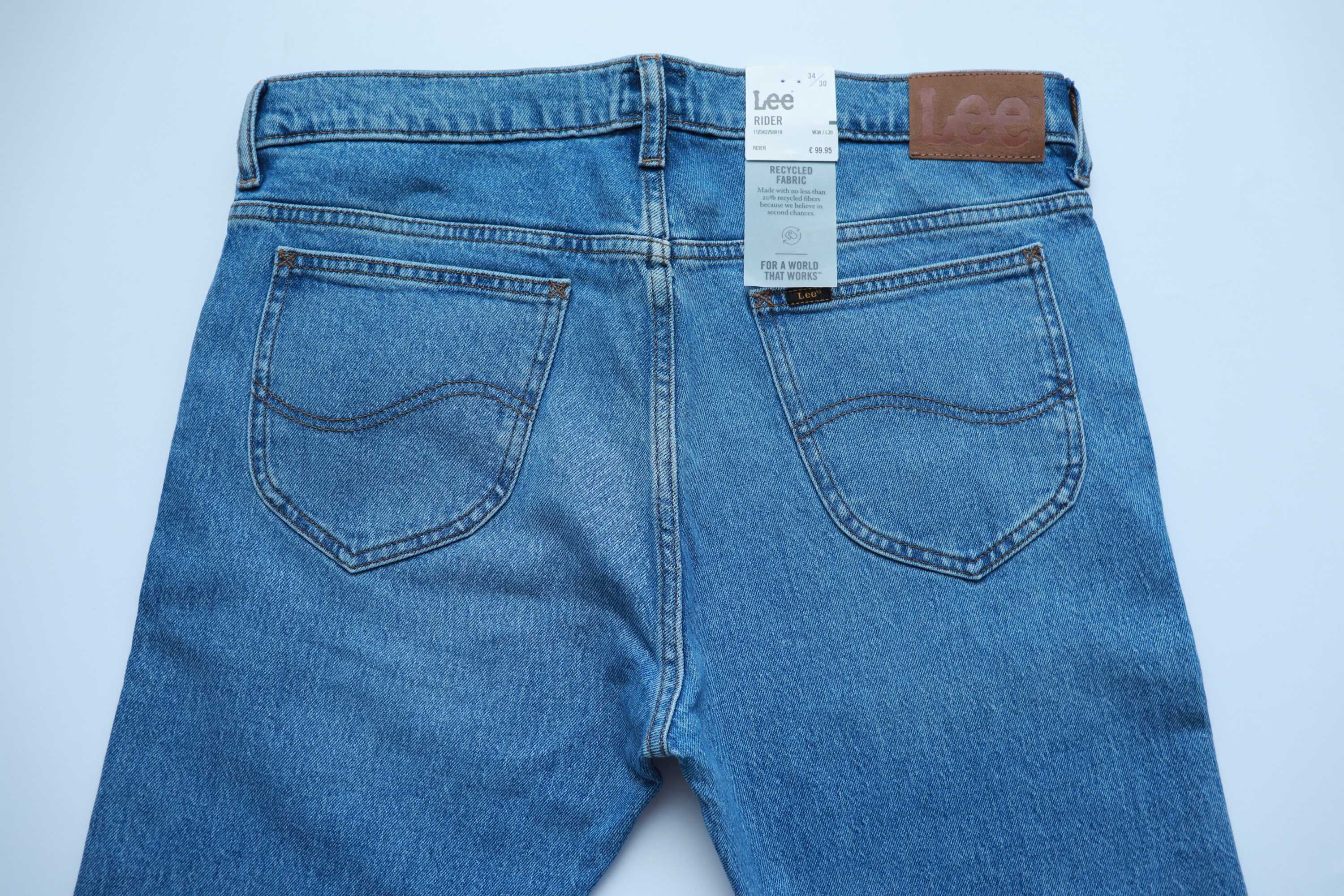 LEE RIDER W34 L30 męskie spodnie jeansy slim straight nowe okazja