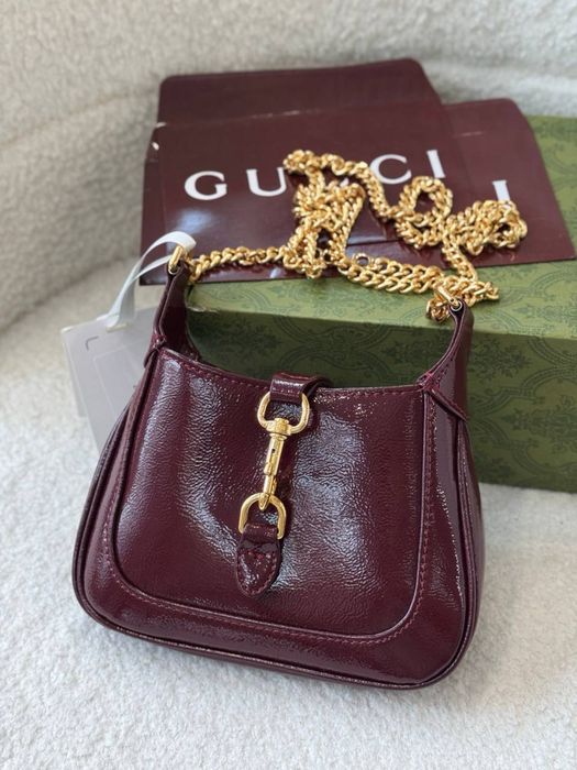 Сумка Gucci міні бордовий колір в коробці