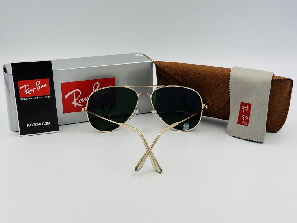 Очки Ray Ban Aviator Large Metal 3026 Gold-Green 62мм стекло