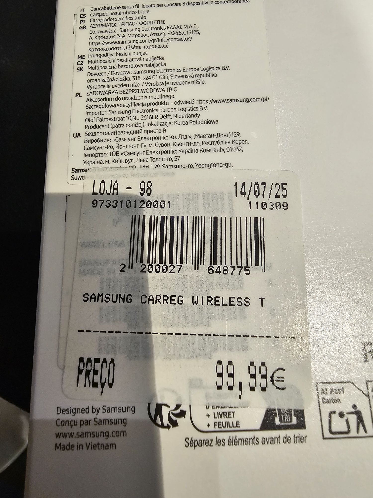 Telemóvel carregador Samsung wireless charger trio Novo