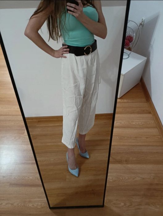 Spodnie damskie eleganckie białe cygaretki oversize xxl