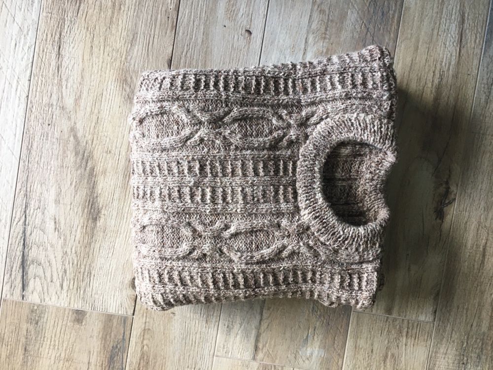 Sweter 100% wełniany nowy XL ręcznie robiony hand made