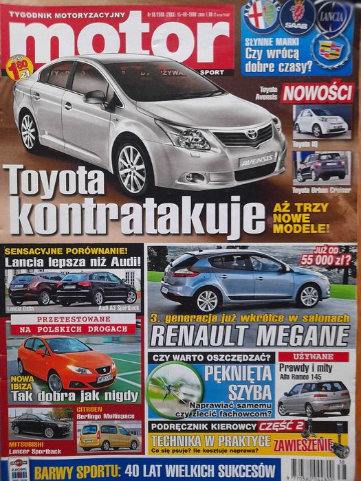 MOTOR Delta, Audi, Alfa 145, Lancer, Ibiza, Toyota IQ, Megane rok 2008