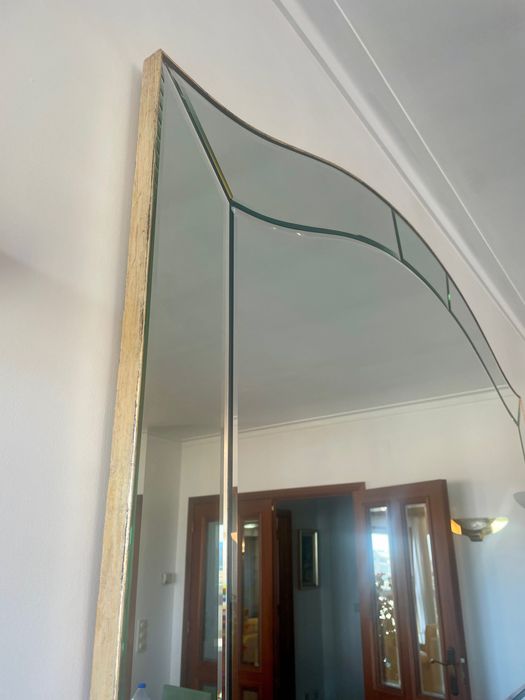 Aparador lacado preto estilo art deco + espelho lapidado bisotado
