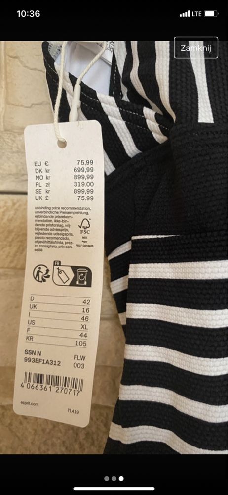 Esprit strój kąpielowy 42 plus gratis
