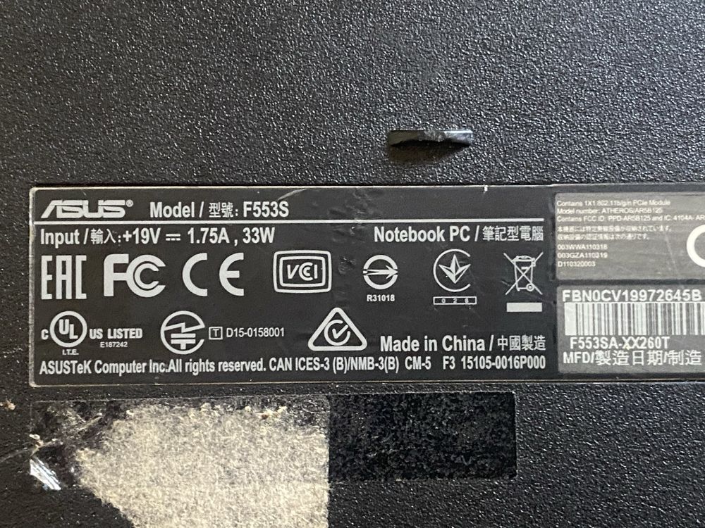 Asus F553S на запчастм