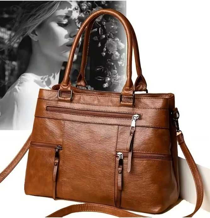 Brązowa torebka damska pojemna listonoszka crossbody na ramię nowa