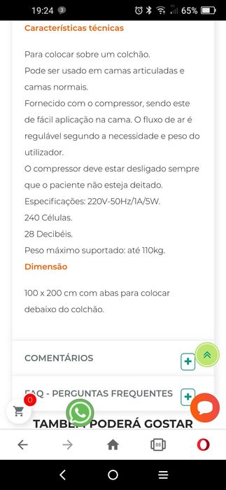 Colchão anti-escaras