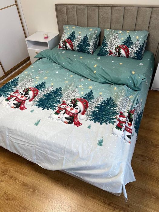 Тепла новорічна постільна білизна байка (фланель)