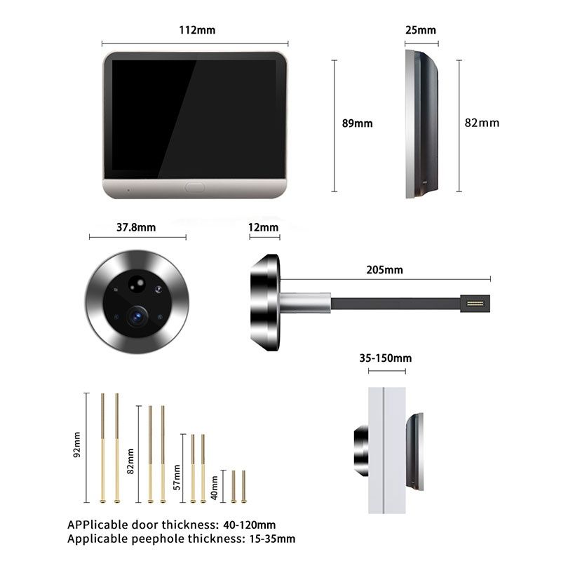 Olho Mágico Digital Cámara HD monitor 4,3 polegadas WiFi Sensor ALEXA
