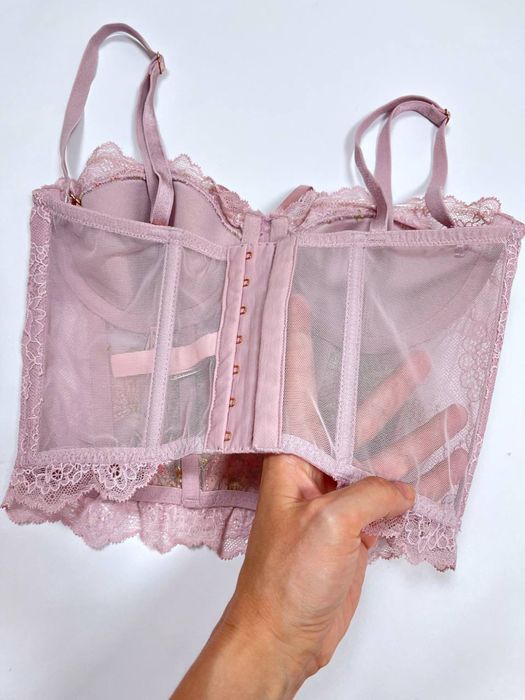 Рожевий бюстьє корсет бюстгальтер 70с (32с) victoria's secret оригінал
