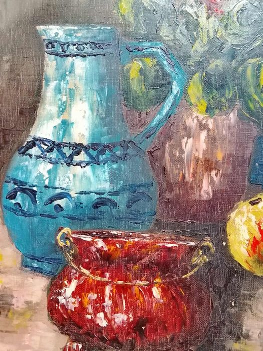 Stary obraz na płótnie sygnowany  .