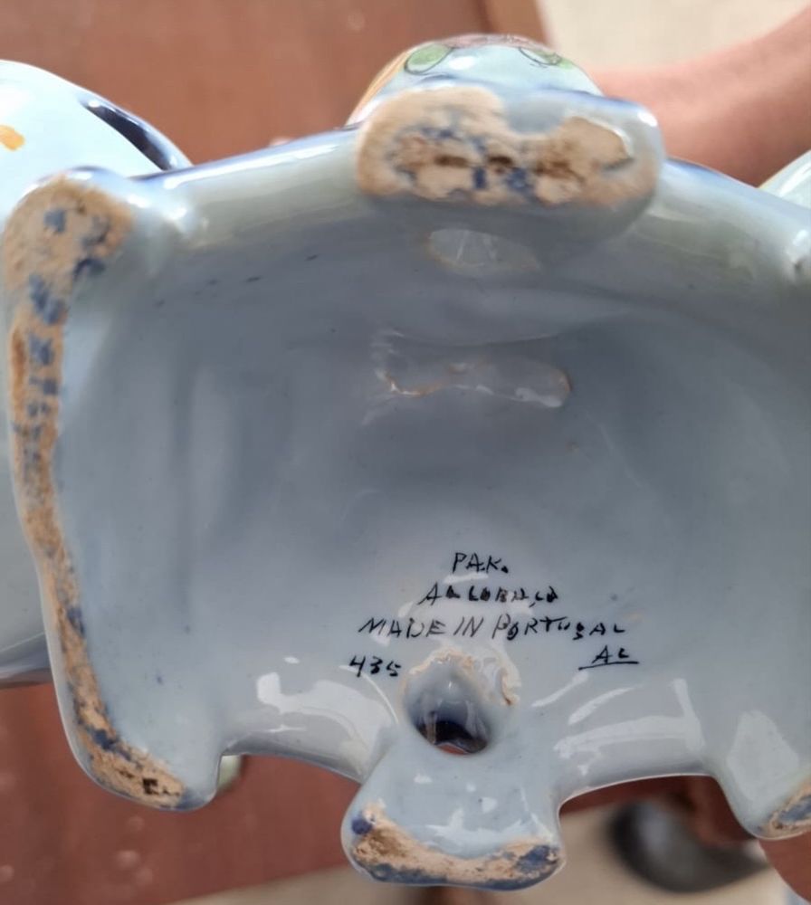 Galheteiro antigo com pintura manual em ceramica artistica de Alcobaça