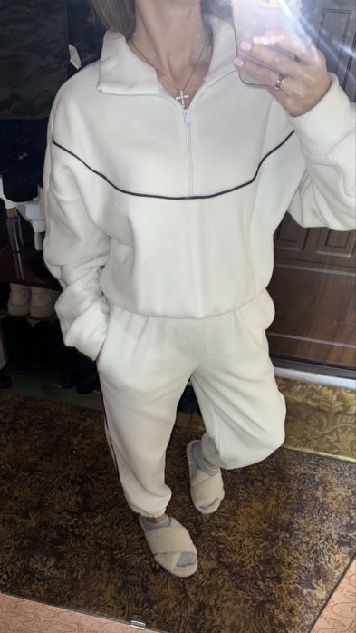 Спортивний костюм фліс білий