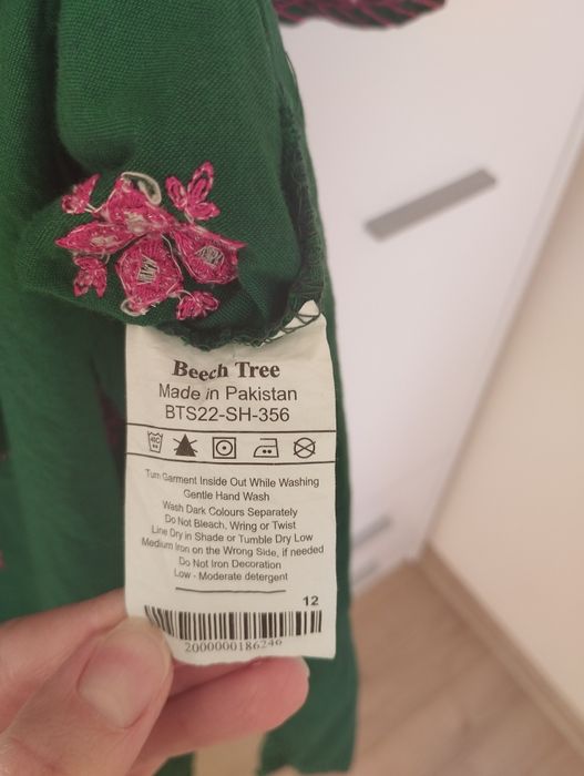 Tunika zielona indyjska kameez haft kwiaty Bollywood orient hippie