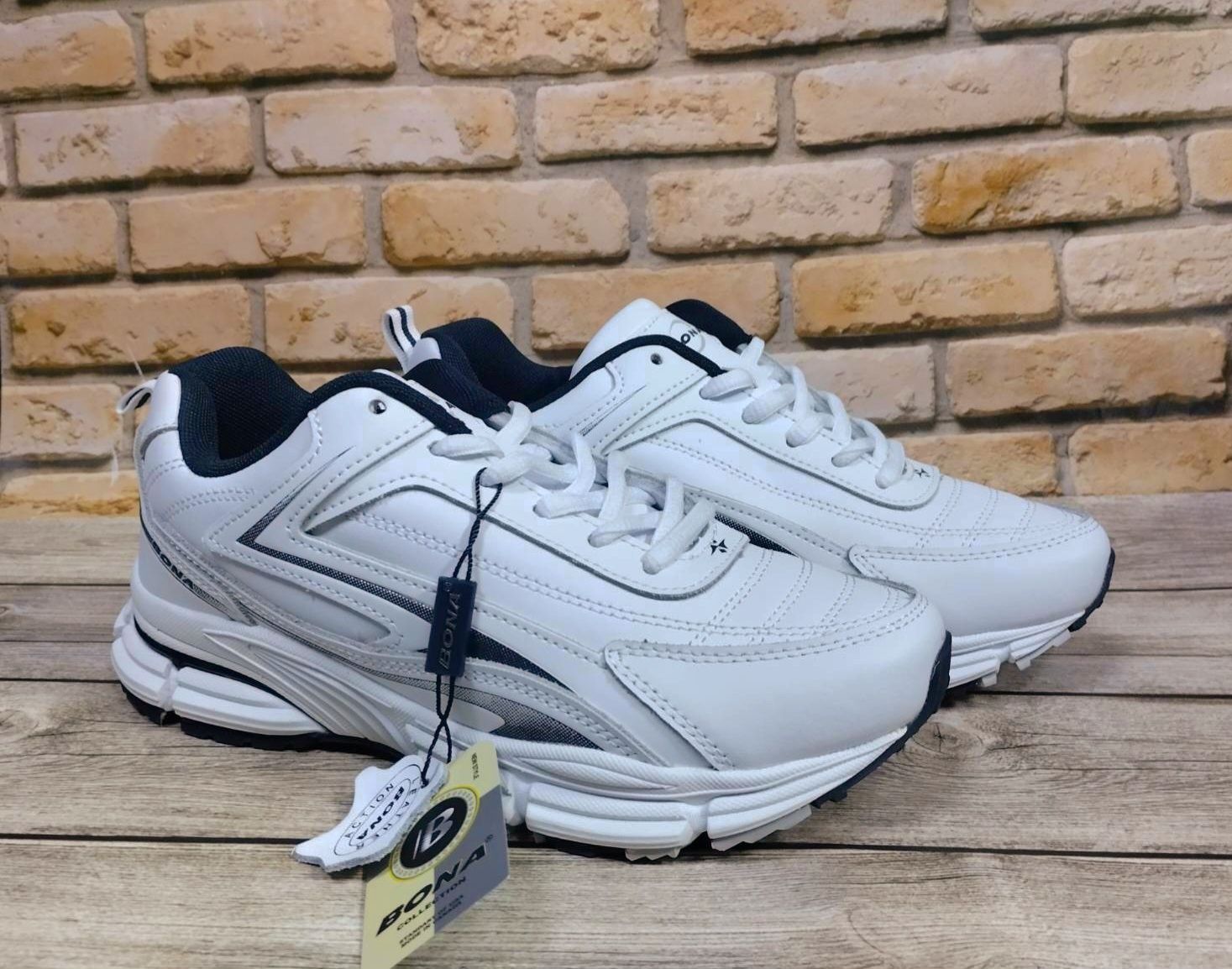 Белые кожаные мужские кроссовки Bona 47-49p