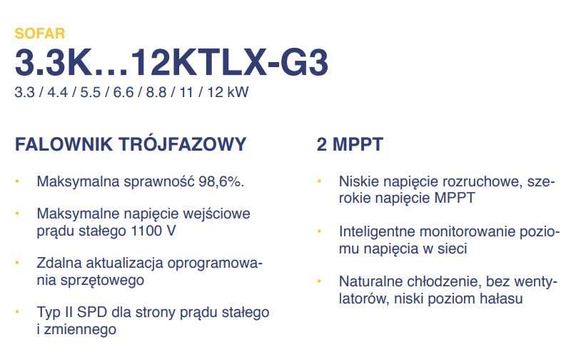 Falownik Inwerter Sieciowy SOFAR SOLAR 11KTLX-G3 (10kW)