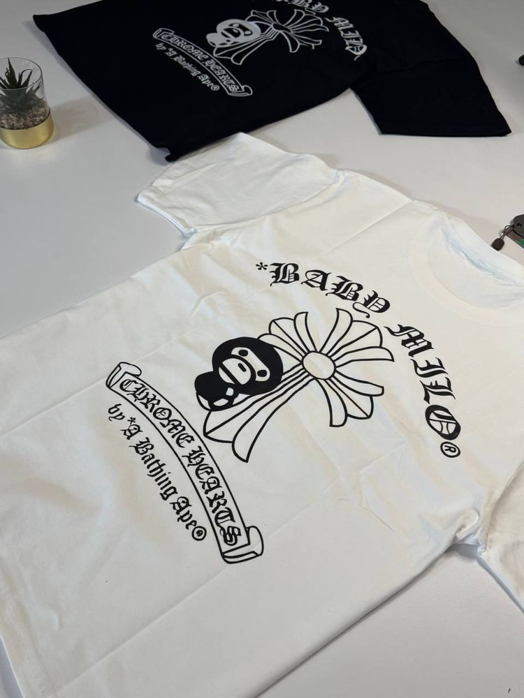 Футболка Bape Chrome Hearts/футболка бейп/футболка хром хардс бейп