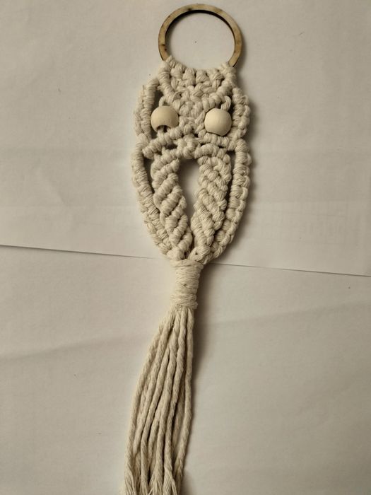 Makrama w kształcie sowy,  ozdoba na ścianę, handmade