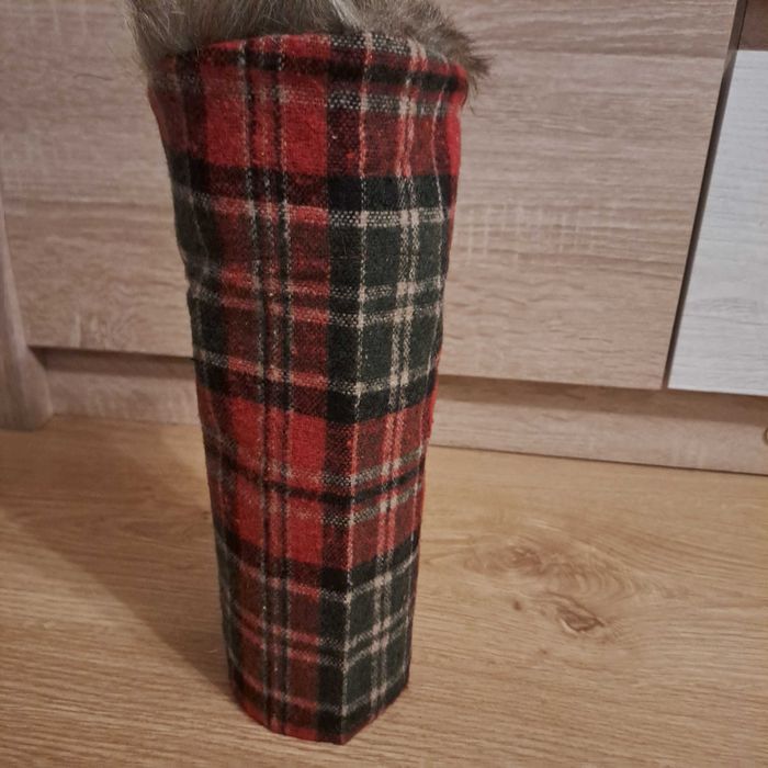 Pokrowiec na Butelkę Mini Ubranko Boże Narodzenie Czerwona Krata Etui