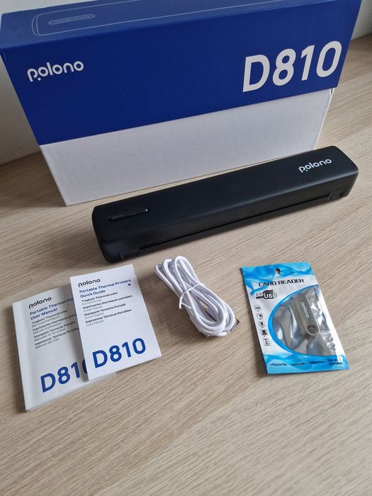 Drukarka przenośna Polono D810 bezprzewodowa termiczna A4 Bluetooth