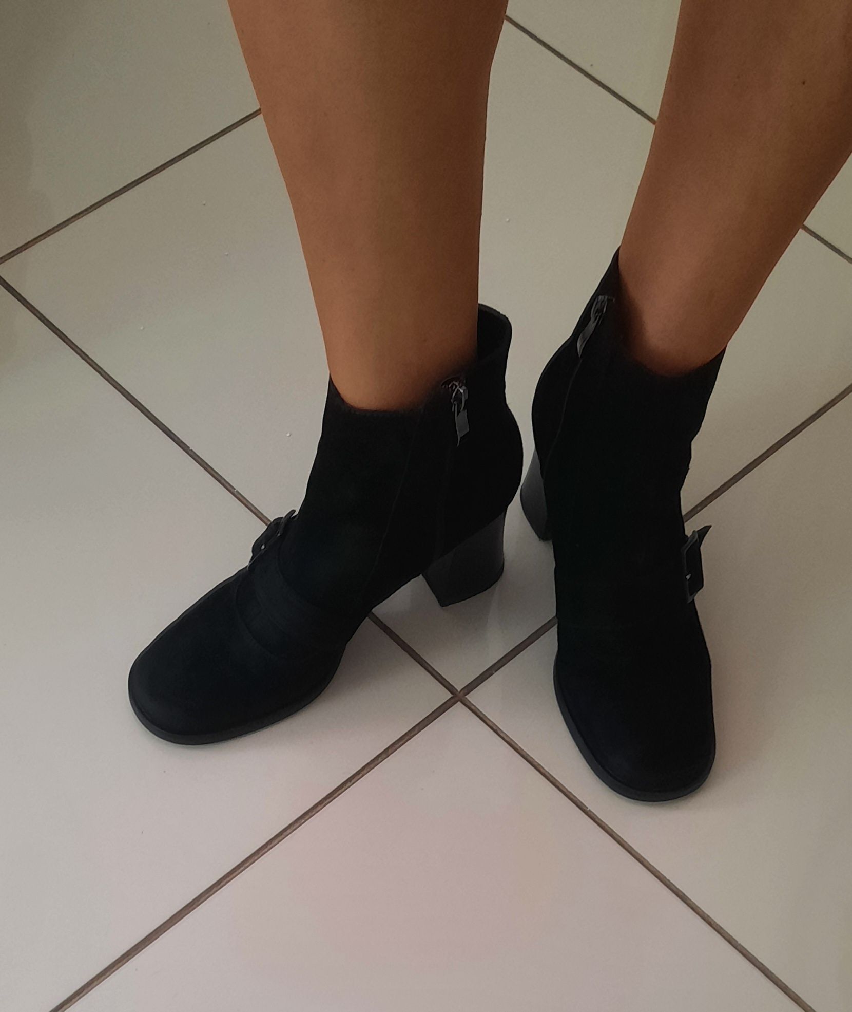 Buty Botki damskie zamszowe QUAZI