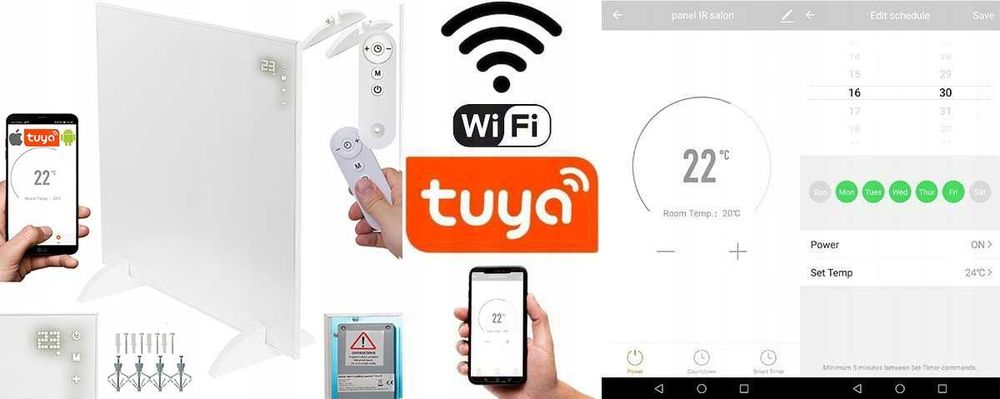 [OUTLET] Grzejnik 360W na podczerwień promiennik DOTYK PILOT WIFI
