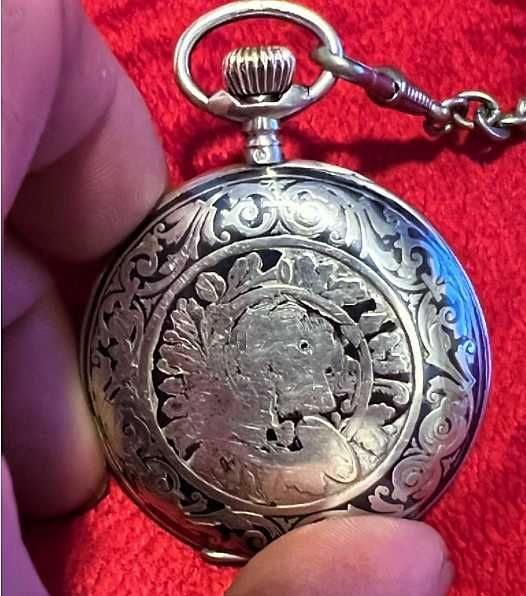 Szwajcarski! Unikat! zegarek kieszonkowy Srebro "Remontoir Ancre"1850r