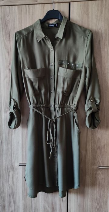 Sukienka szmizjerka khaki XS 34 Sinsay