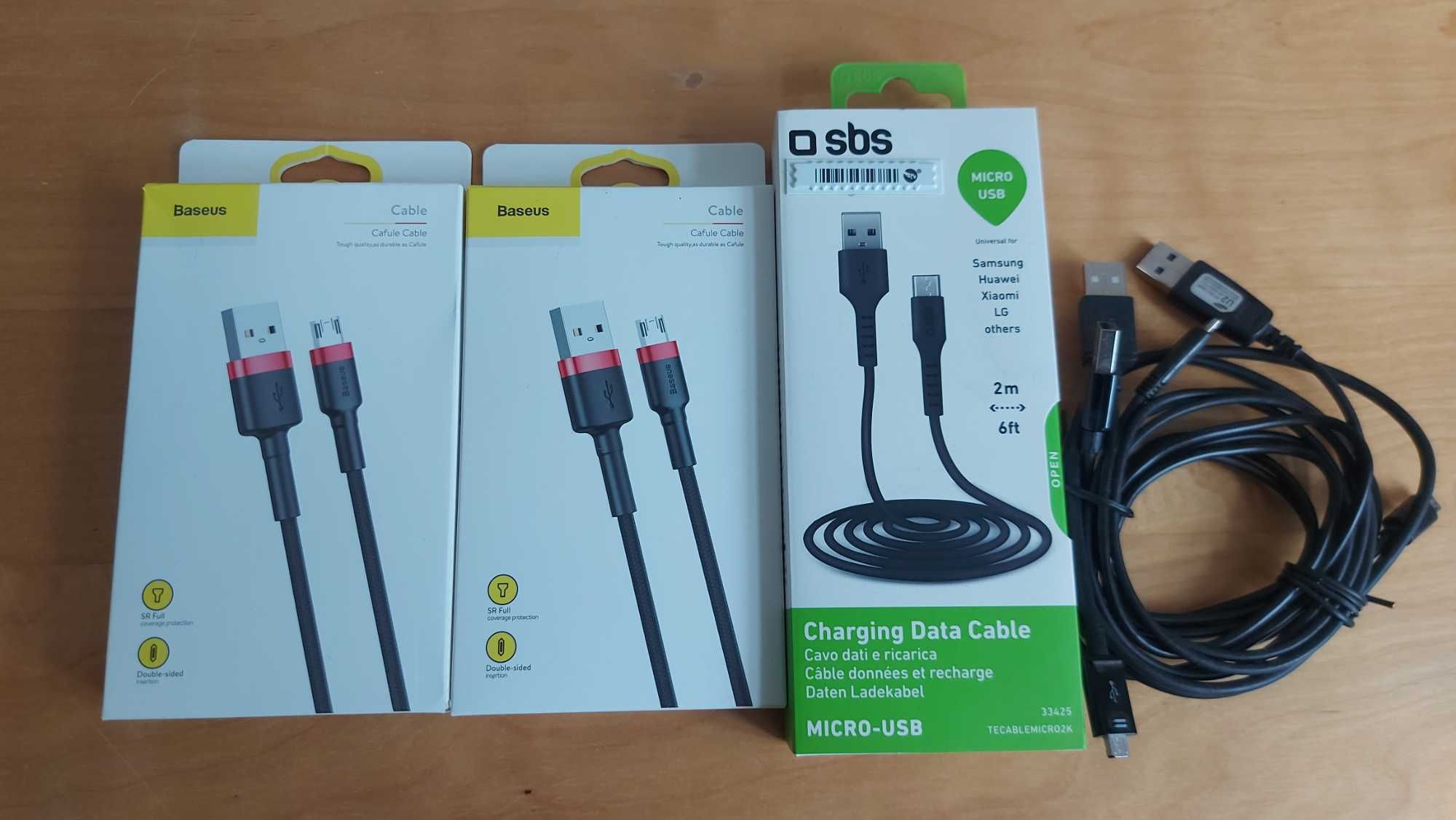 Kable micro-usb, 6 sztuk zestaw, Baseus, Samsung, SBS, ISY , 1m, 2m