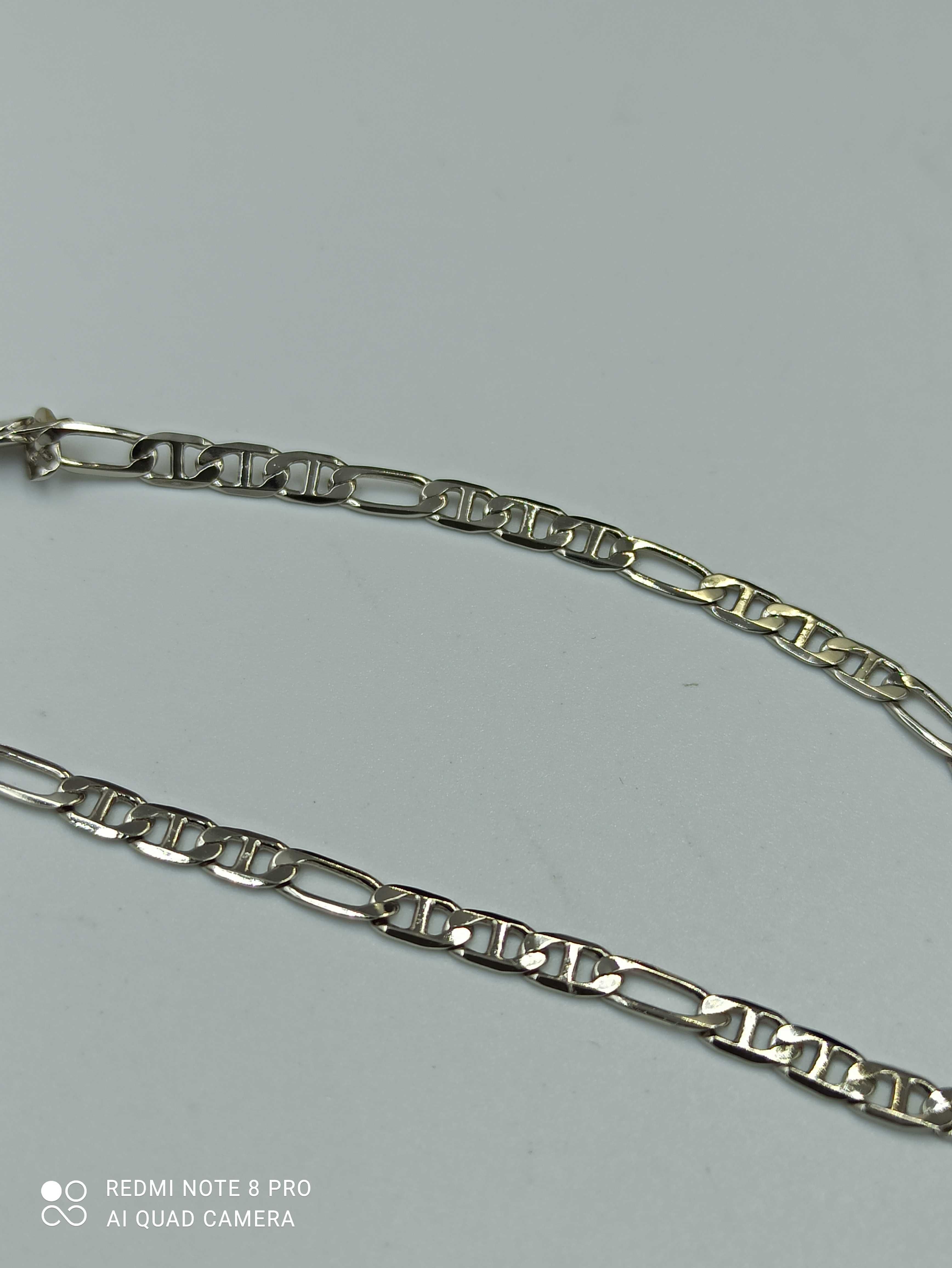 Łańcuszek srebrny stal szlachetna splot Figaro.