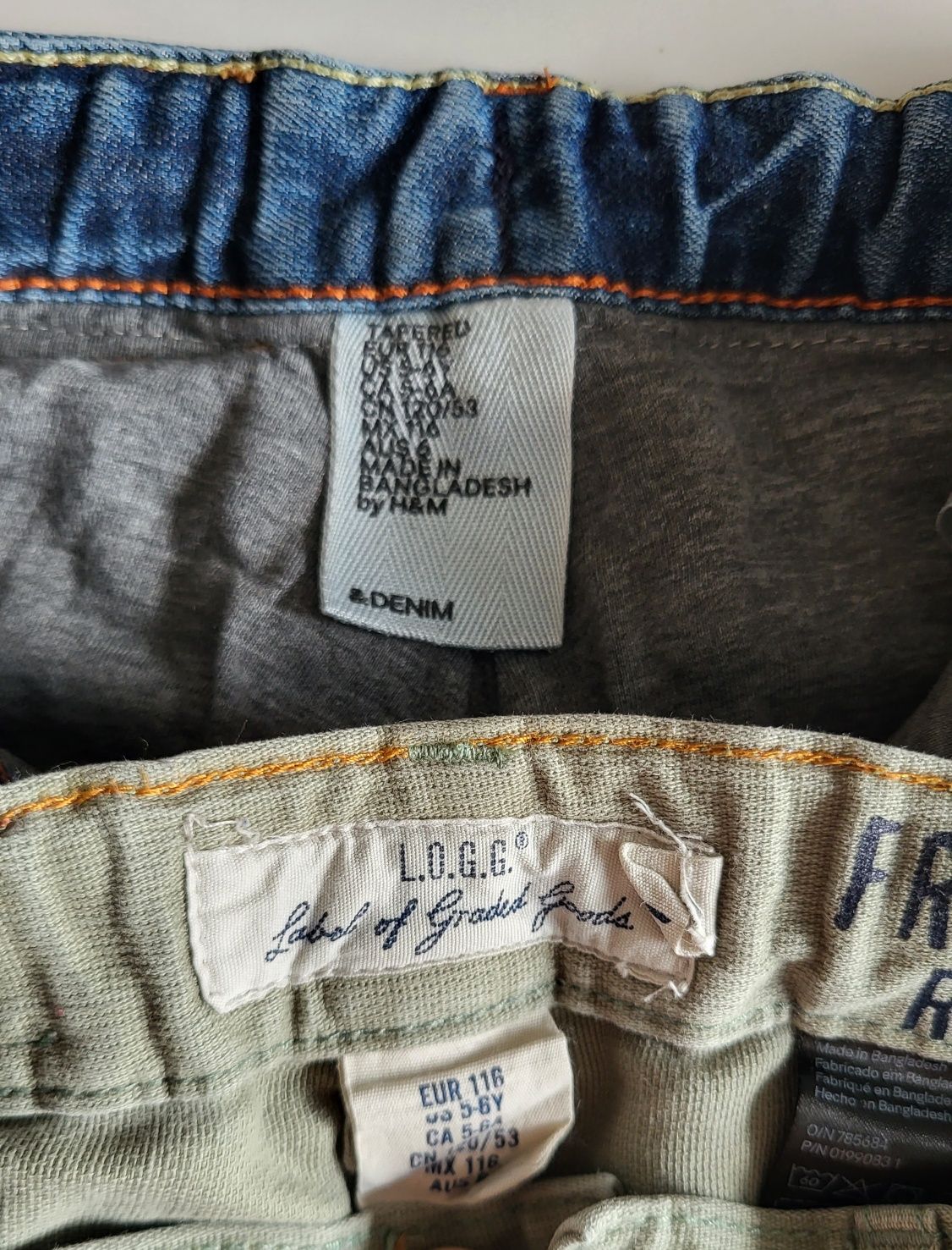 2 pary spodnie chłopięce H&M jeansy ocieplane, 5-6 lat, wzrost 116