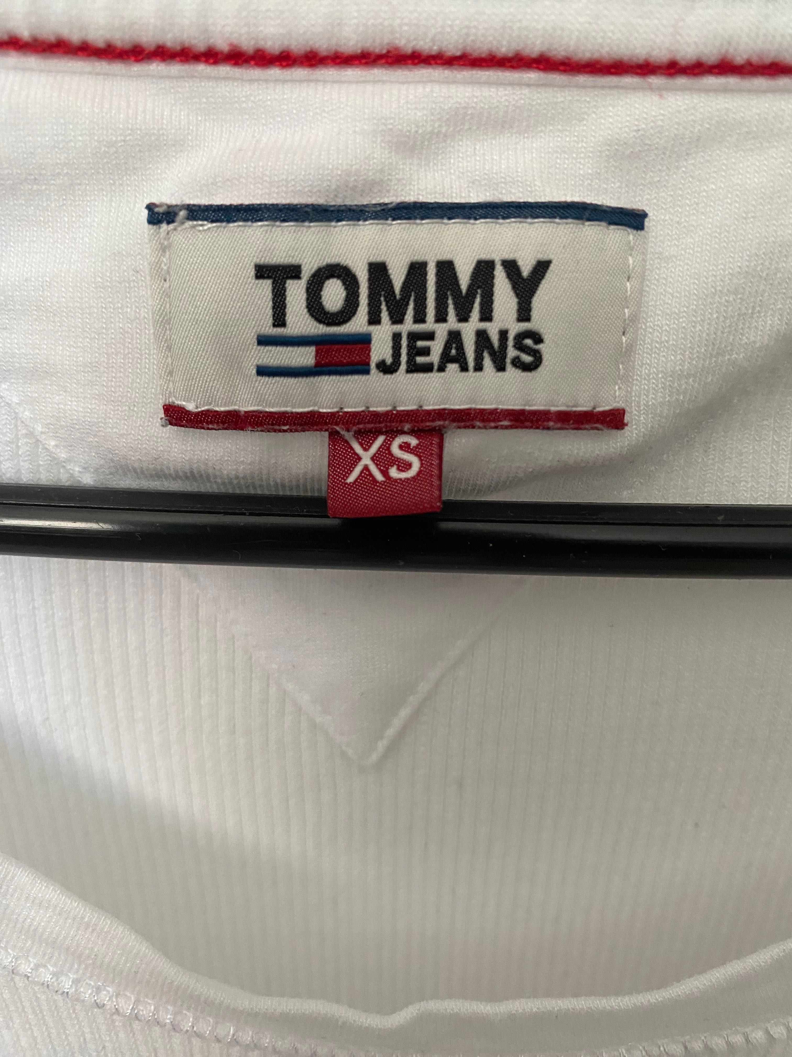 Bluzka z długim rękawem longsleeve w prążek biała Tommy Hilfiger XS