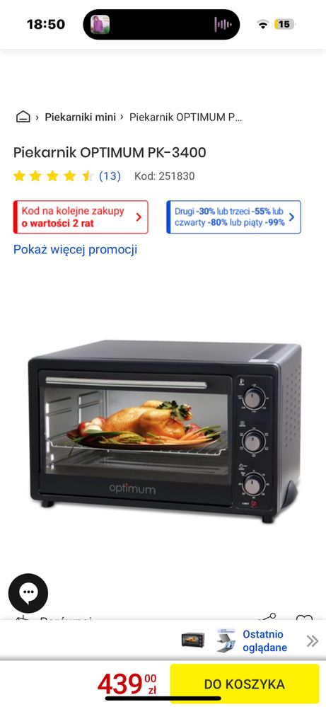 Piekarnik elektryczny Optimum