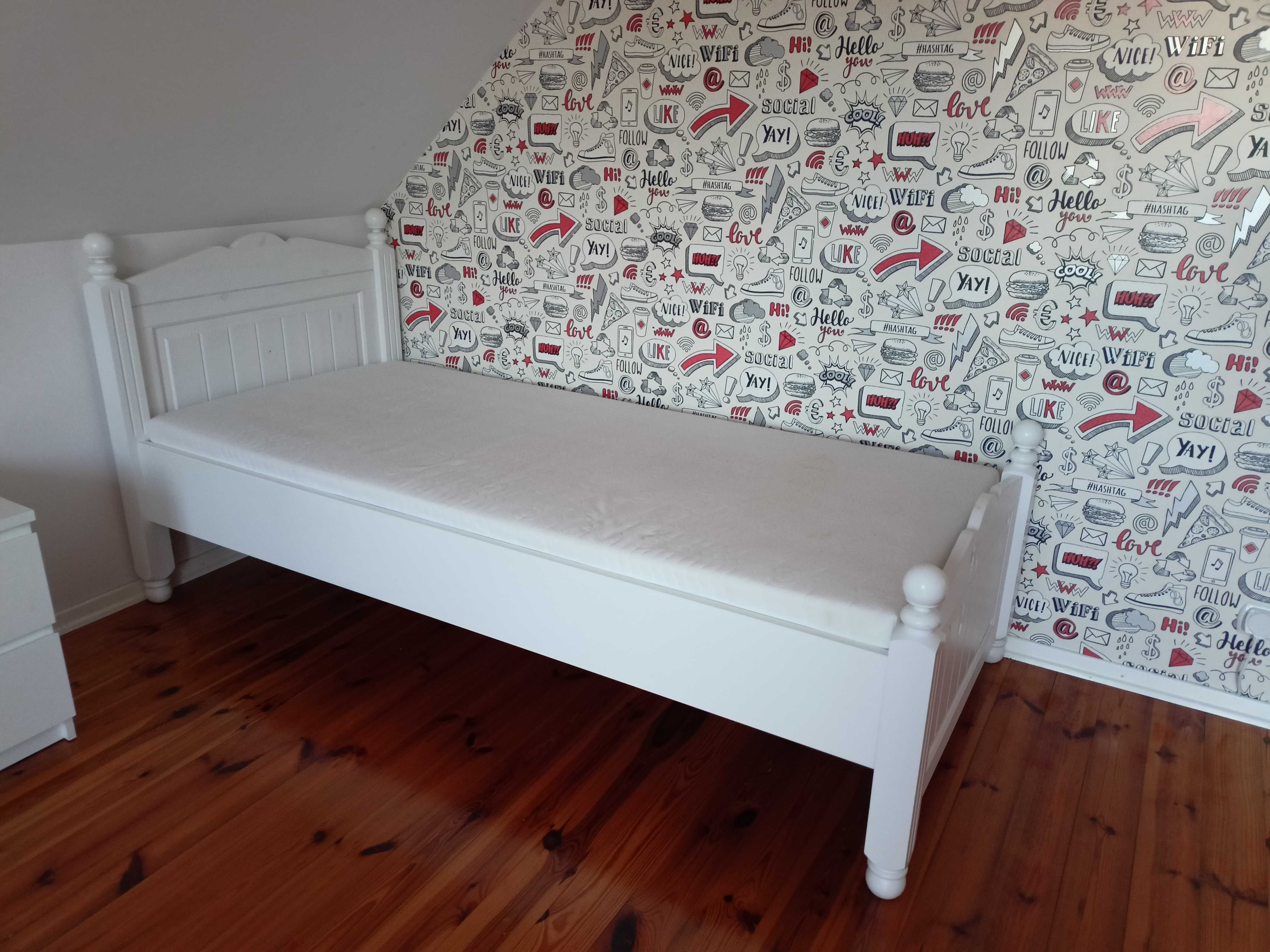 łóżko białe drewniane cindirella 90 x 200