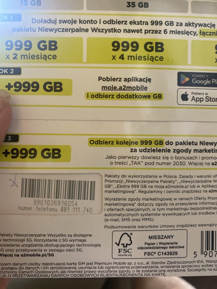 Złoty numer : 88 .1111 .740 a2mobile , niezarejestrowany