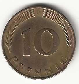 10 Pfennig de 1970 D, Alemanha Ocidental