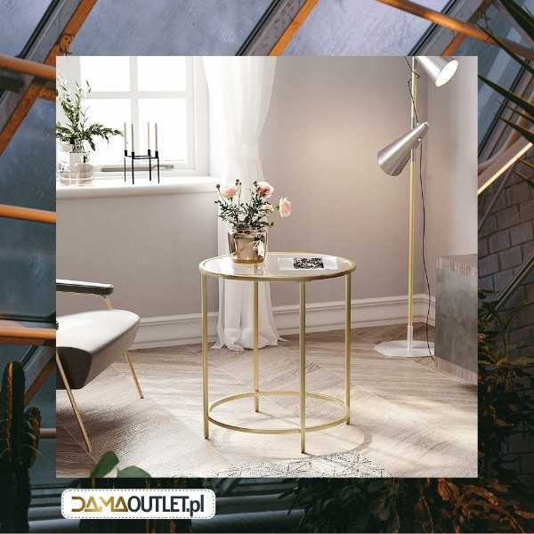 Stolik kawowy GLAMOUR złote nogi szklany blat Duży wybór DaMaOutlet.pl