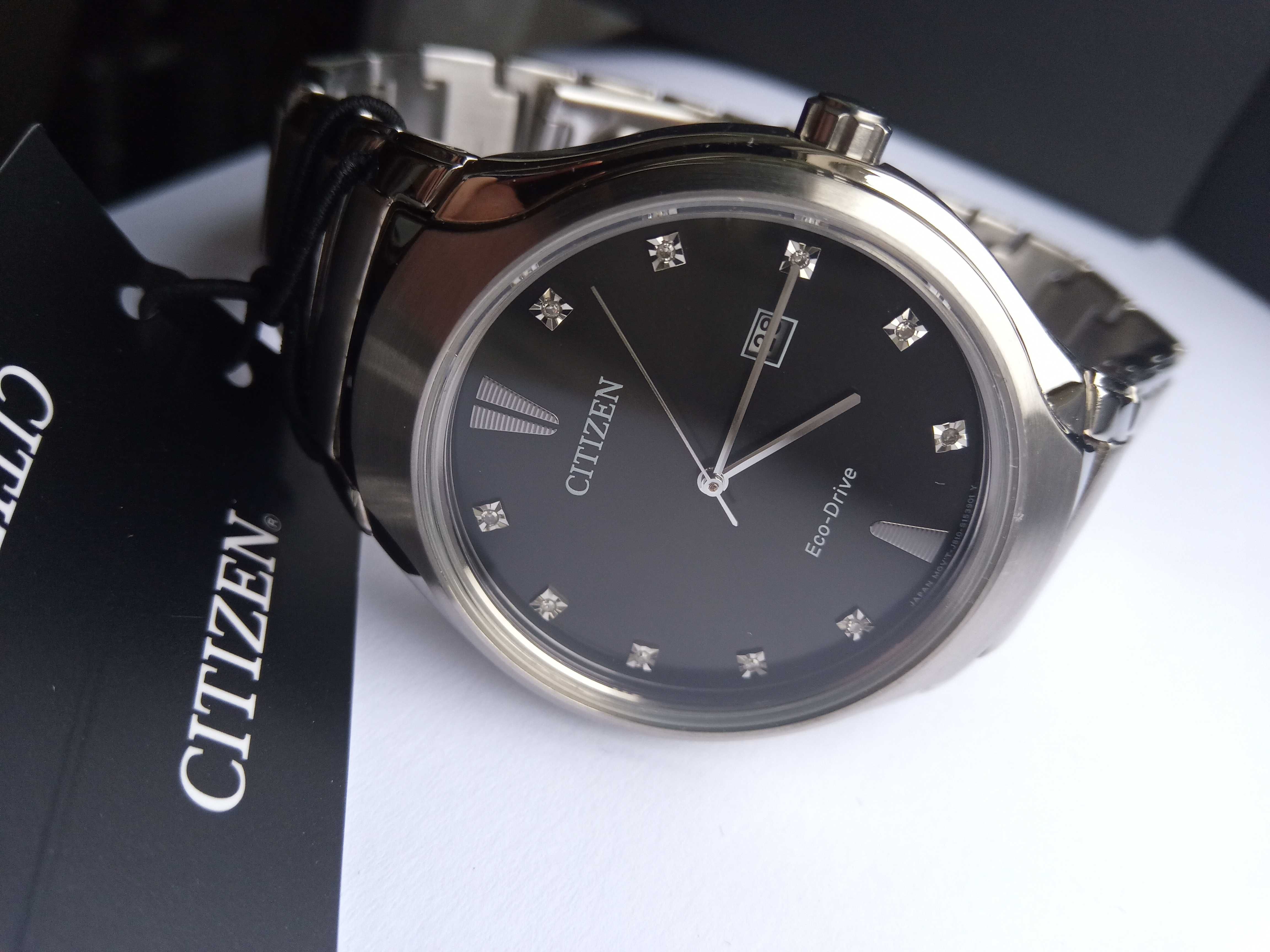 Citizen мужские часы с бриллиантовыми метками Eco-Drive AW1550-50E