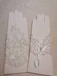 Rękawiczki ślub koronka cekiny