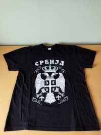 T-shirt Serbia czarny, herb, rozm. M